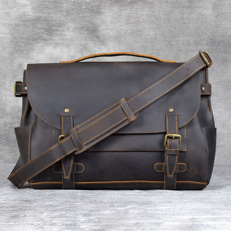 Men's Leather Business Messenger Bag - Crossbody Shoulder Bag, Faux Leather, 28x19x8cm