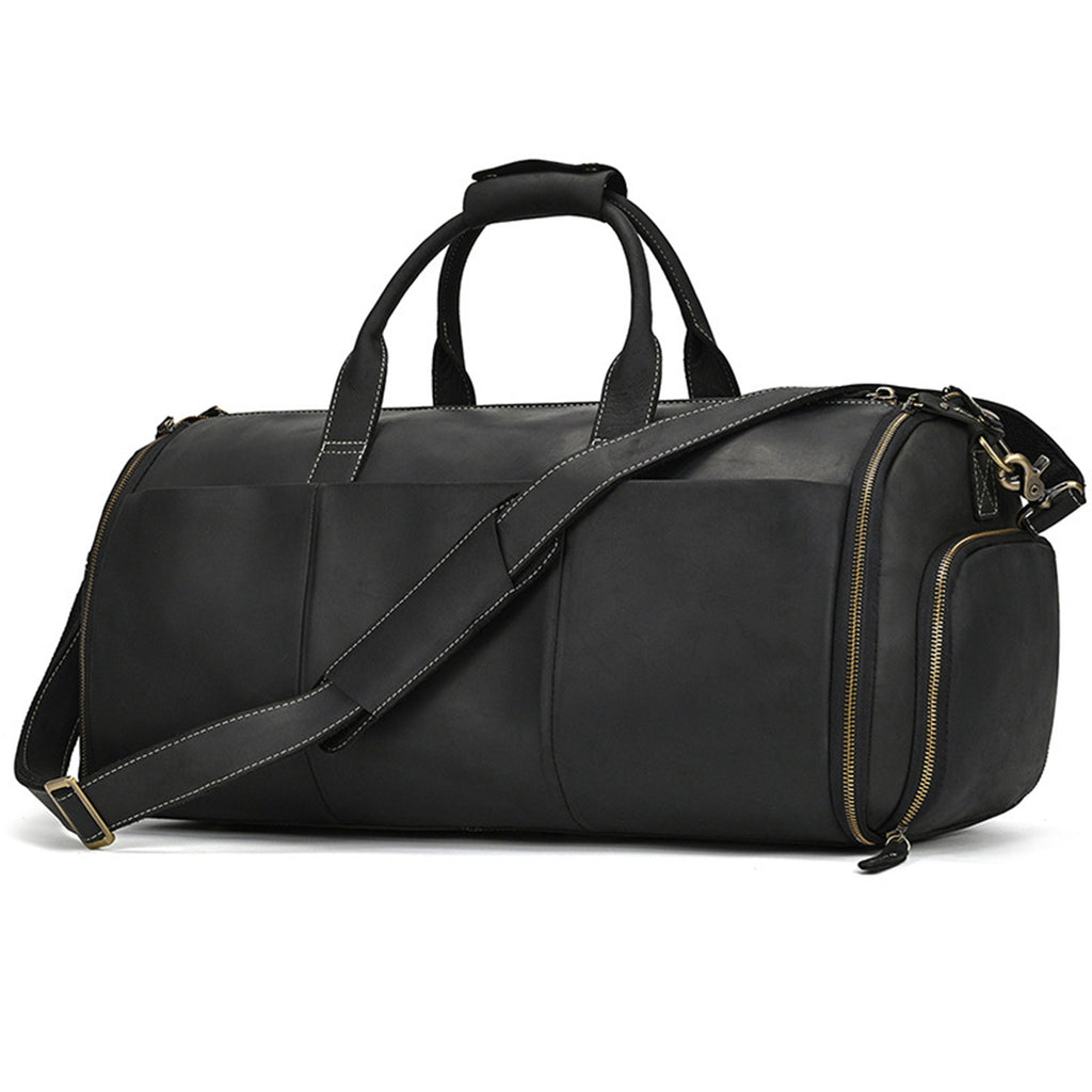 Personalized Carry-on Garment Bag, Convertible Mens Suit Travel Duffle Bag, Leather Duffel Bag with Shoe Pouch, Groomsmen Gift Bag, Unique Gift for Him