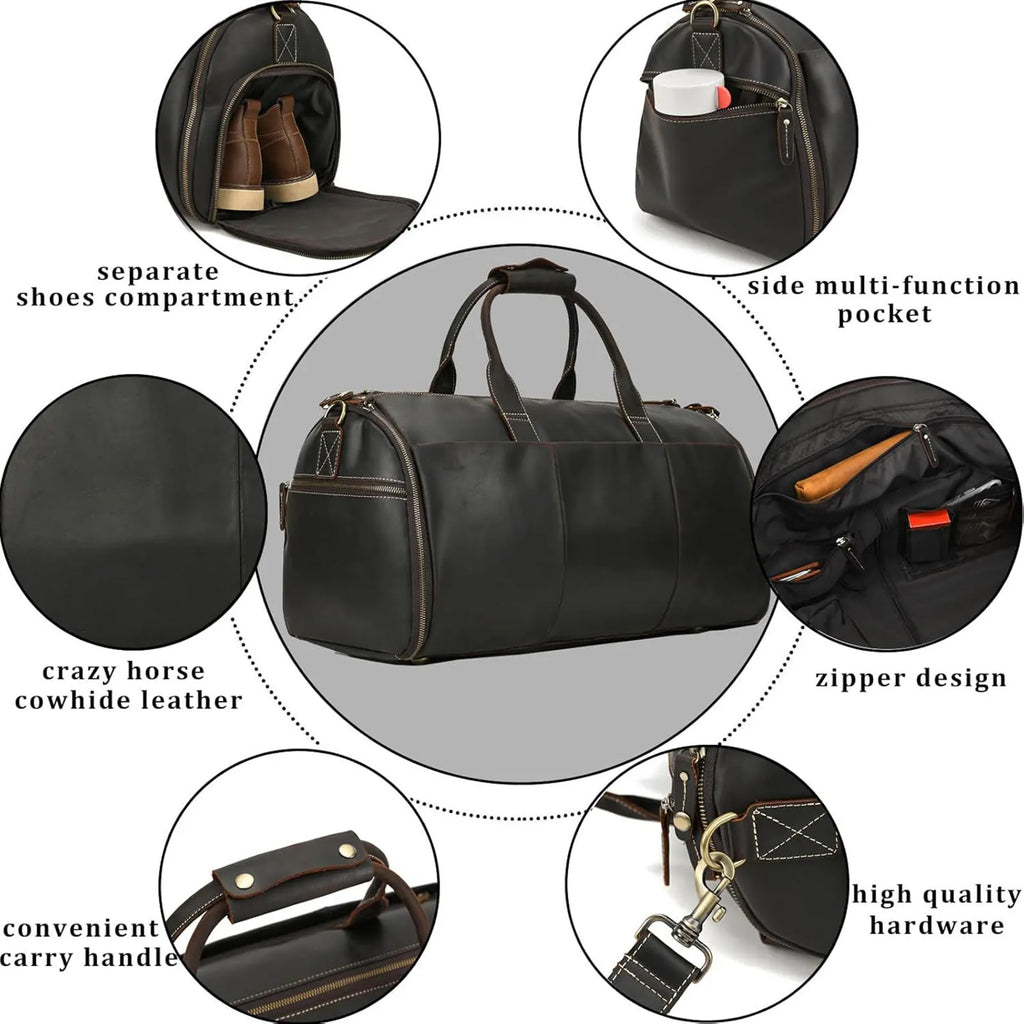 Personalized Carry-on Garment Bag, Convertible Mens Suit Travel Duffle Bag, Leather Duffel Bag with Shoe Pouch, Groomsmen Gift Bag, Unique Gift for Him