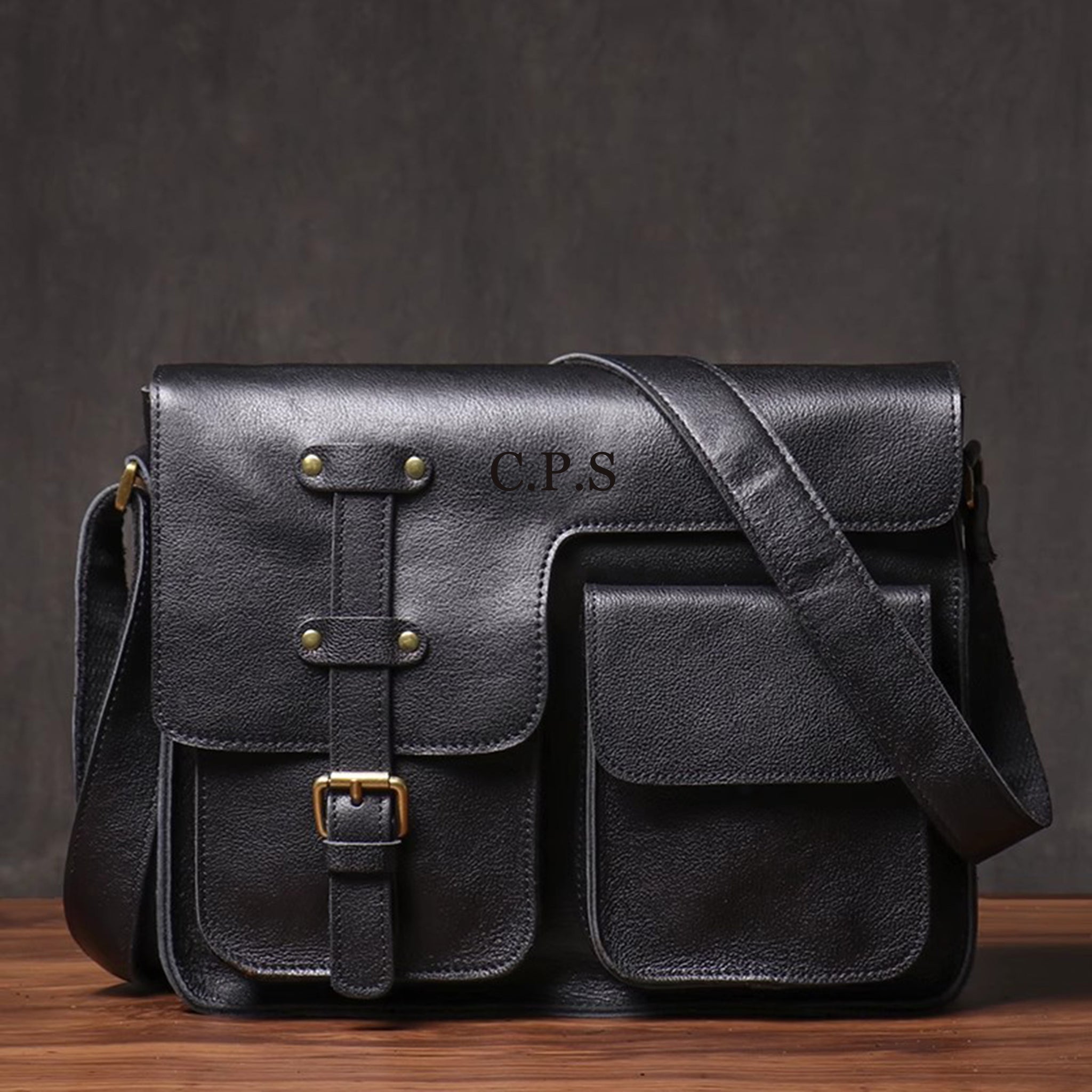 Personalized leather messenger bag, handmade crossbody bag for men 