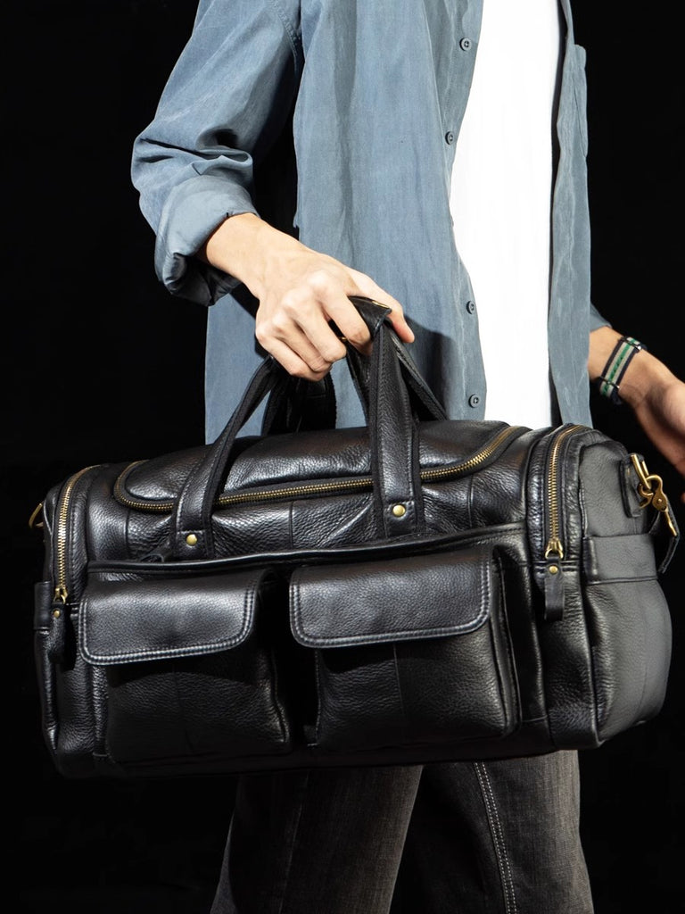 Personalized Handcrafted Top Grain Leather Weekender Bag, Retro Style Duffel Bag, Stylish Men's Duffle, Leather Holdall Gift