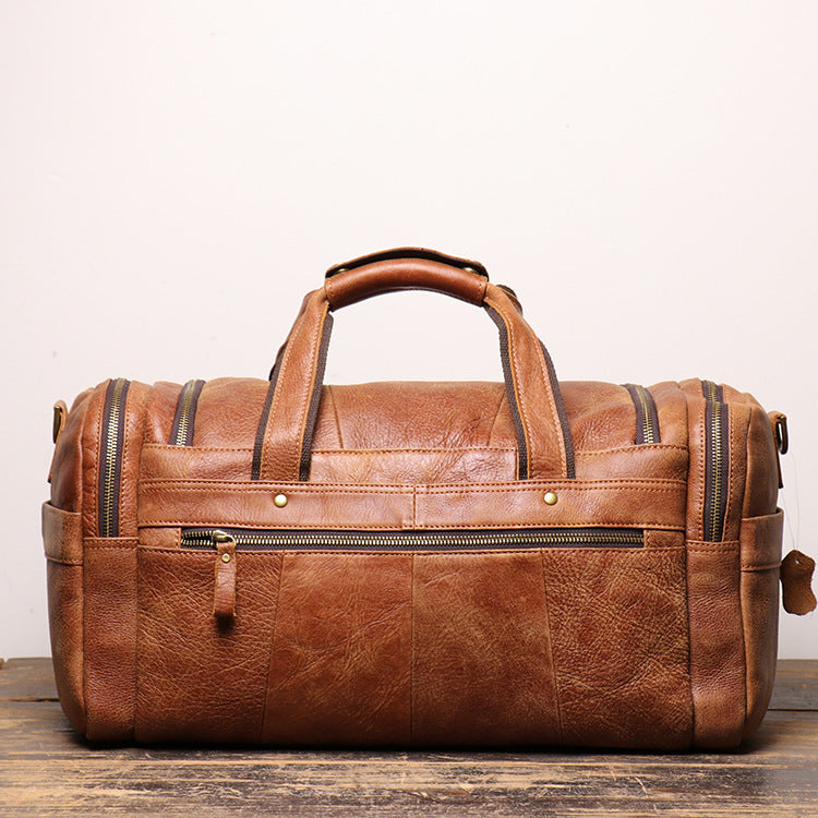 Personalized Handcrafted Top Grain Leather Weekender Bag, Retro Style Duffel Bag, Stylish Men's Duffle, Leather Holdall Gift
