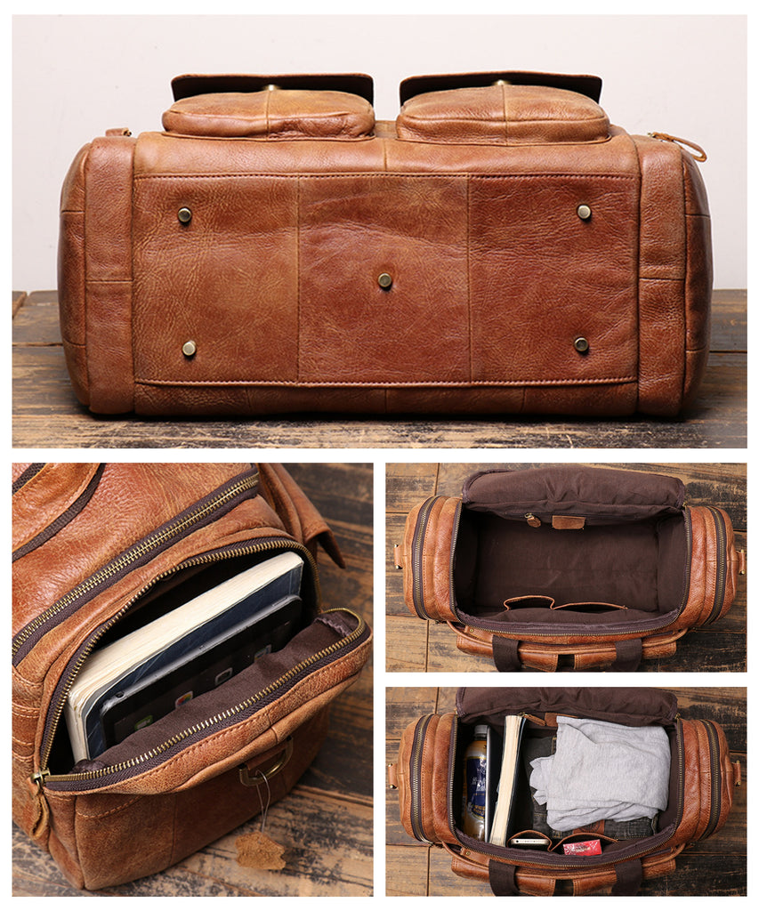 Personalized Handcrafted Top Grain Leather Weekender Bag, Retro Style Duffel Bag, Stylish Men's Duffle, Leather Holdall Gift