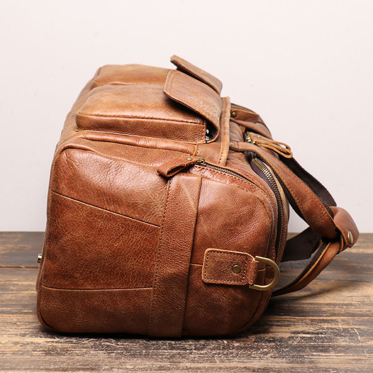 Personalized Handcrafted Top Grain Leather Weekender Bag, Retro Style Duffel Bag, Stylish Men's Duffle, Leather Holdall Gift