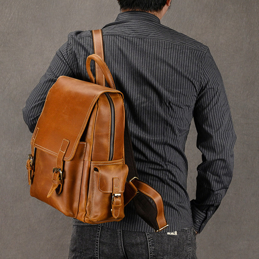Handmade Leather Backpack Unisex, Personalized Travel Backpack, Laptop Backpack, School Leather Backpack, Minimalist Leather Rucksack