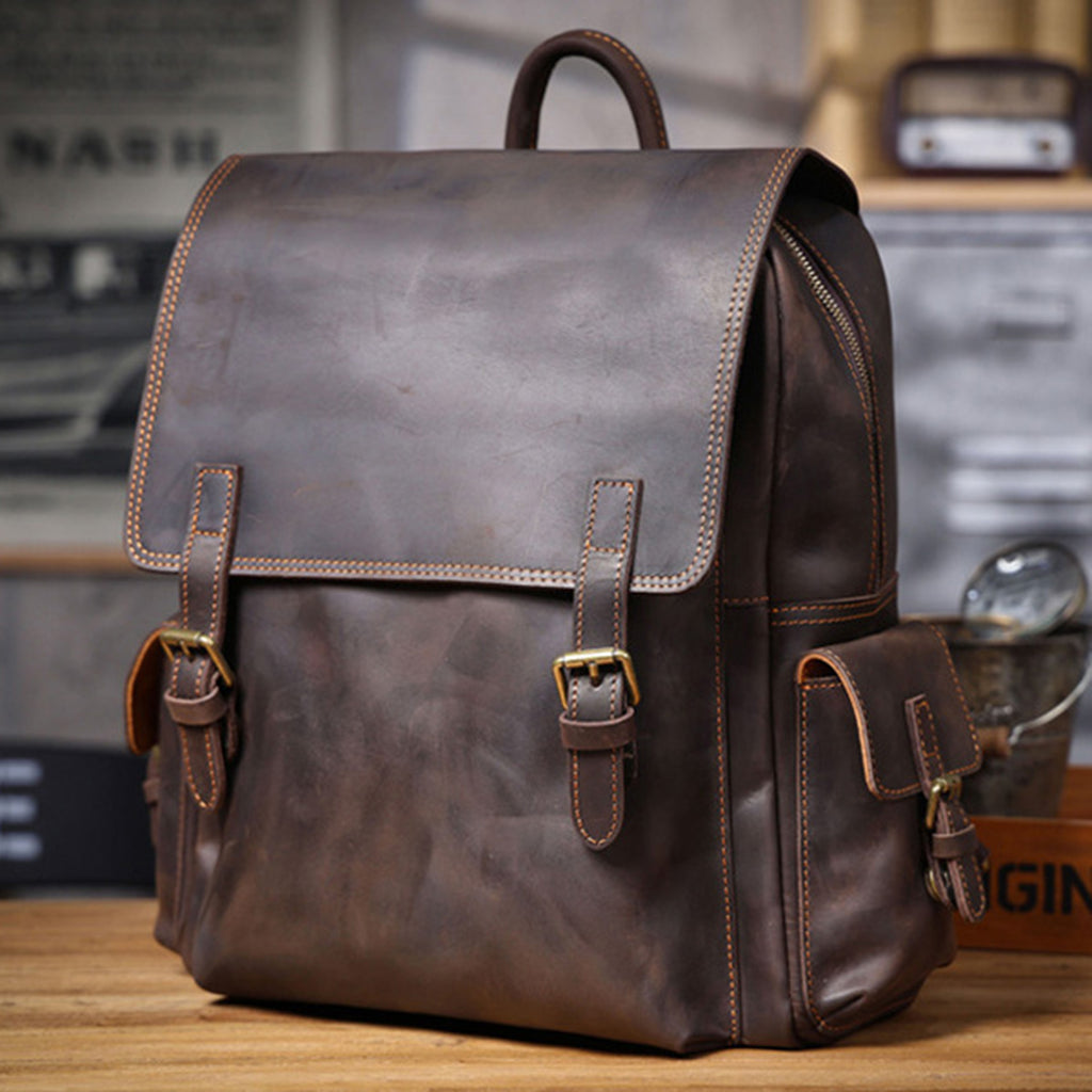 Handmade Leather Backpack Unisex, Personalized Travel Backpack, Laptop Backpack, School Leather Backpack, Minimalist Leather Rucksack