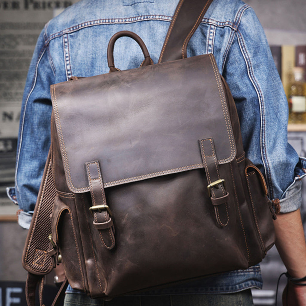 Handmade Leather Backpack Unisex, Personalized Travel Backpack, Laptop Backpack, School Leather Backpack, Minimalist Leather Rucksack