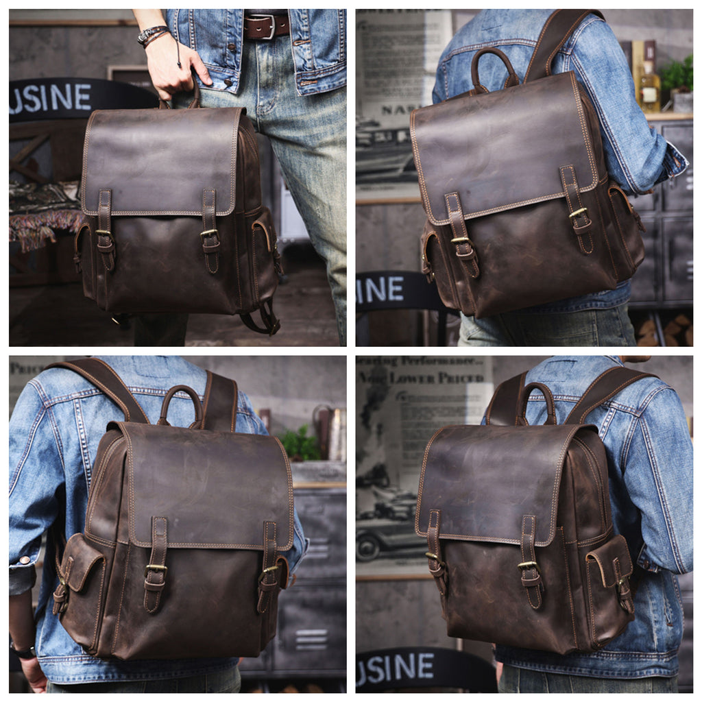 Handmade Leather Backpack Unisex, Personalized Travel Backpack, Laptop Backpack, School Leather Backpack, Minimalist Leather Rucksack