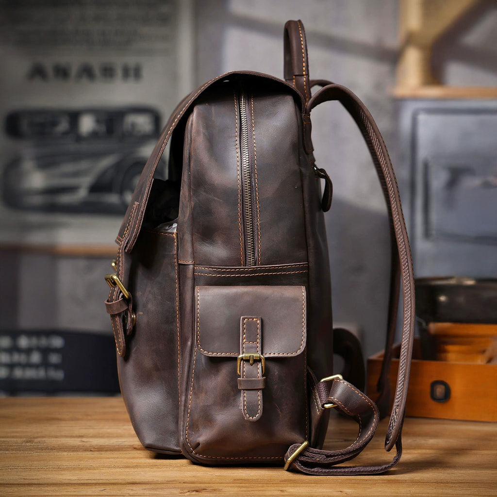 Handmade Leather Backpack Unisex, Personalized Travel Backpack, Laptop Backpack, School Leather Backpack, Minimalist Leather Rucksack