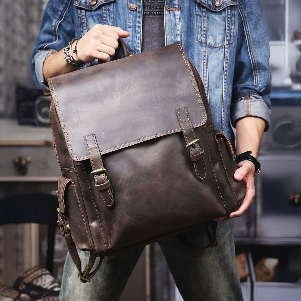 Handmade Leather Backpack Unisex, Personalized Travel Backpack, Laptop Backpack, School Leather Backpack, Minimalist Leather Rucksack
