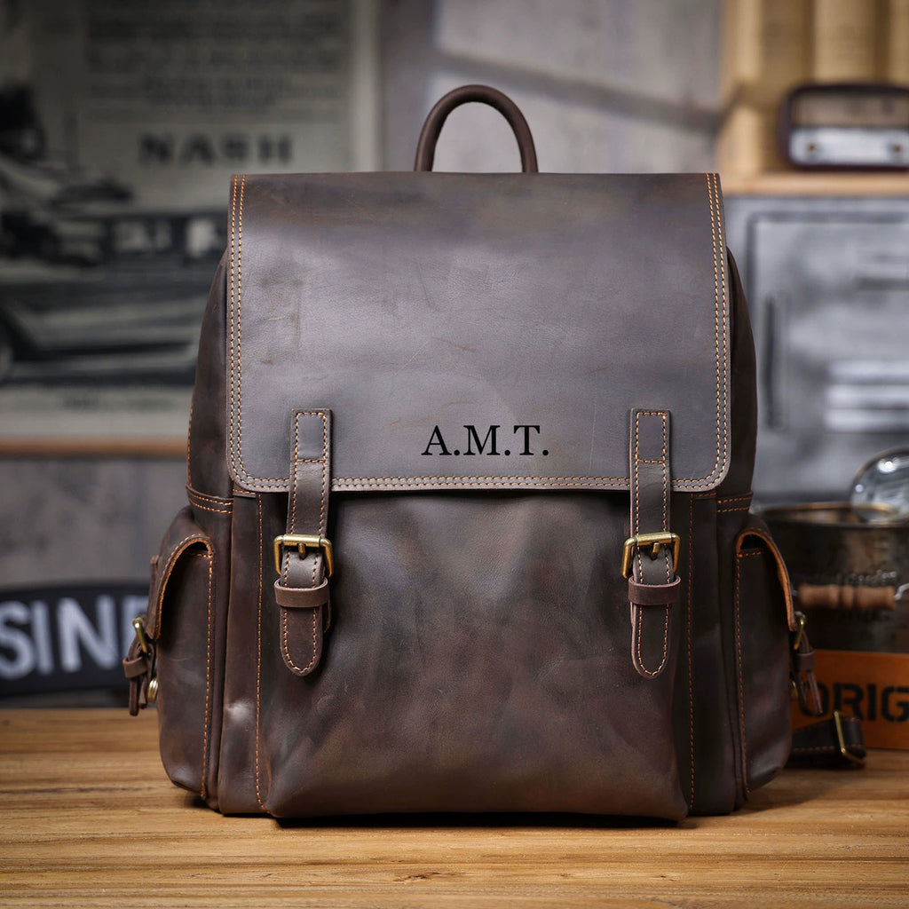 Handmade Leather Backpack Unisex, Personalized Travel Backpack, Laptop Backpack, School Leather Backpack, Minimalist Leather Rucksack