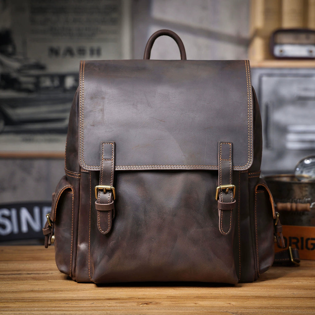 Handmade Leather Backpack Unisex, Personalized Travel Backpack, Laptop Backpack, School Leather Backpack, Minimalist Leather Rucksack