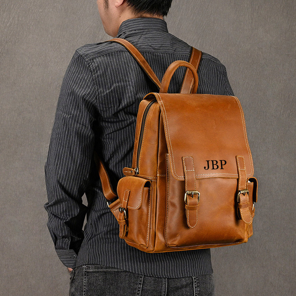 Daily Leather Backpack, Personalized Leather Backpack, Travel Backpack, Teacher Backpack, Daily Leather Backpack, Gift for Him