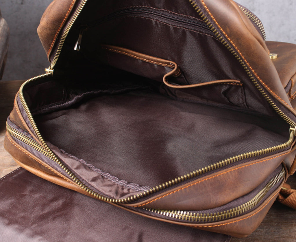 Personalized Leather Backpack Men, Leather Rucksack, Travel Backpack, 15" Laptop Backpack, Gift for Him, Leather Anniversary Gift