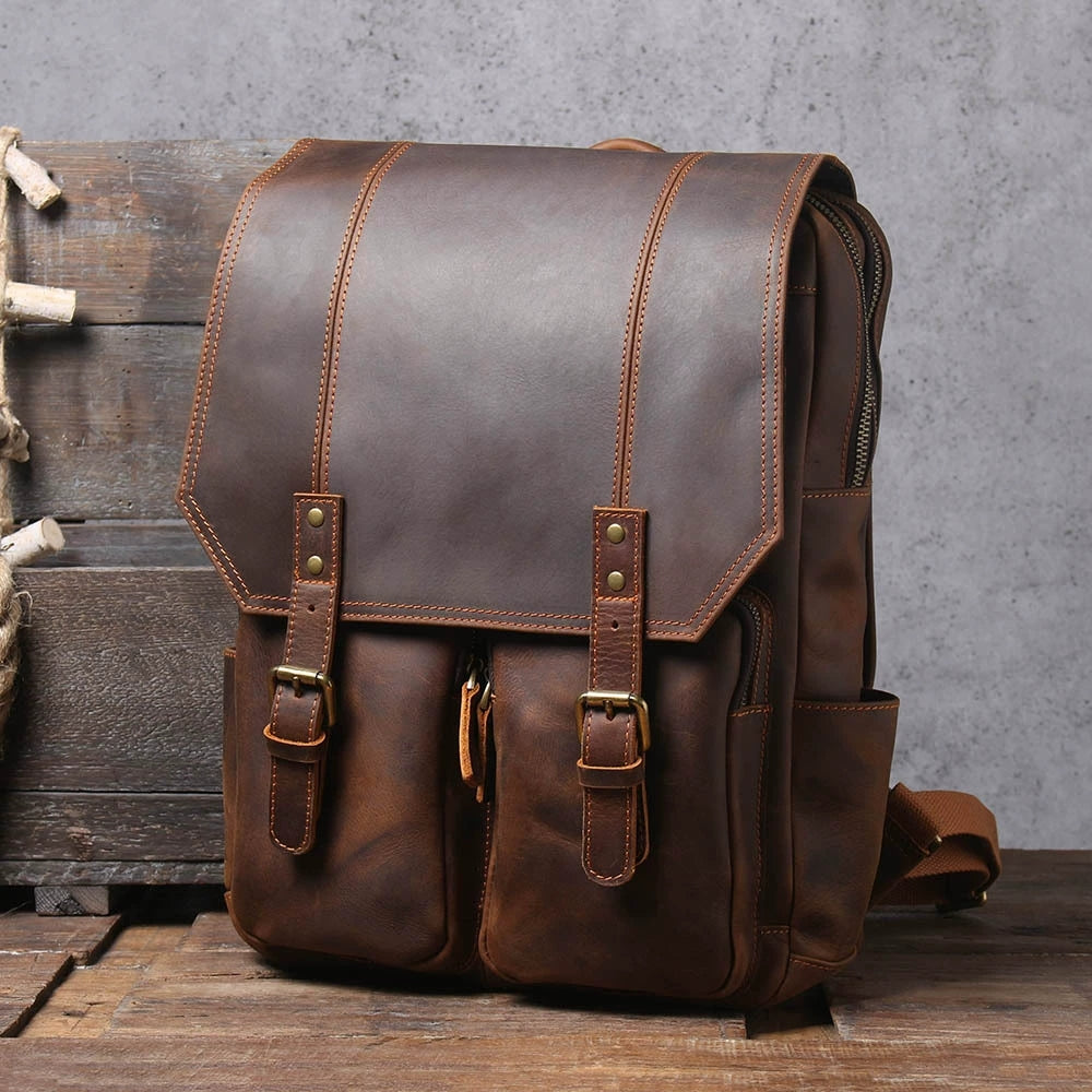 Personalized Leather Backpack Men, Leather Rucksack, Travel Backpack, 15" Laptop Backpack, Gift for Him, Leather Anniversary Gift