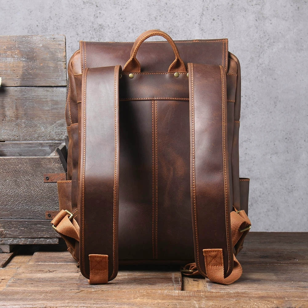 Personalized Leather Backpack Men, Leather Rucksack, Travel Backpack, 15" Laptop Backpack, Gift for Him, Leather Anniversary Gift