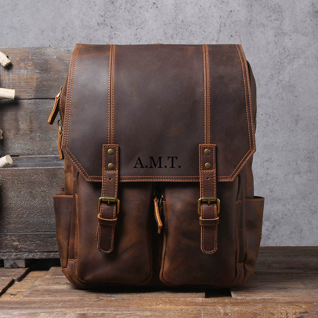 Personalized Leather Backpack, Full Grain Leather Rucksack, Travel Backpack, School Office Bag, Laptop Backpack, Best Gift