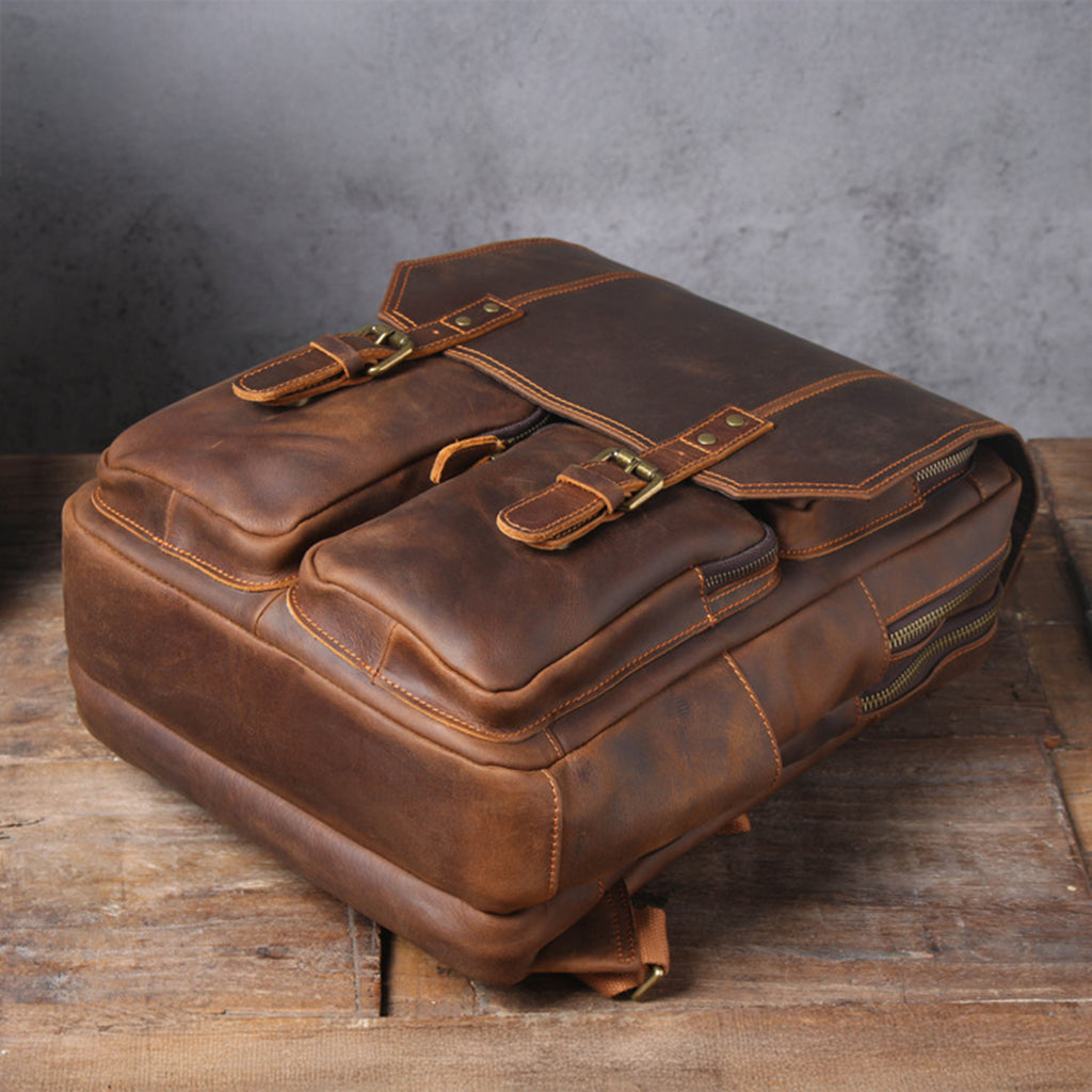 Personalized Leather Backpack Men, Leather Rucksack, Travel Backpack, 15" Laptop Backpack, Gift for Him, Leather Anniversary Gift