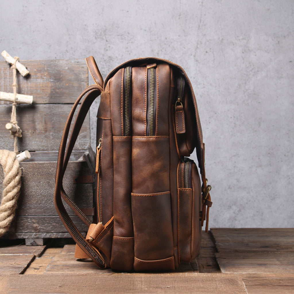 Personalized Leather Backpack Men, Leather Rucksack, Travel Backpack, 15" Laptop Backpack, Gift for Him, Leather Anniversary Gift