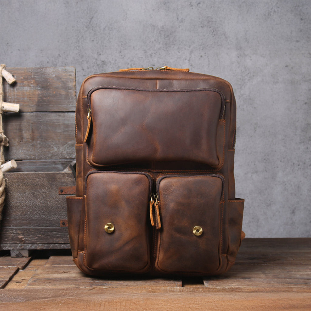 Personalized Leather Backpack Men, Leather Rucksack, Travel Backpack, 15" Laptop Backpack, Gift for Him, Leather Anniversary Gift