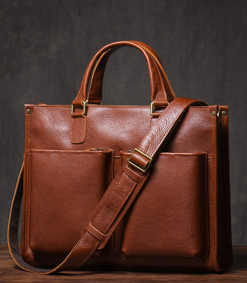 Personalized Leather Laptop Messenger Briefcase Men, Monogram Cross Body Computer Sling Satchel Project Bag, Personalised Groomsmen Gifts