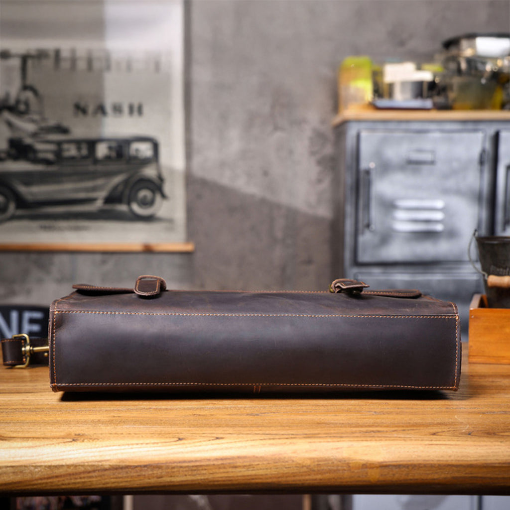 Customized Leather Briefcase, Anniversary Gift for Him, Handmade Leather Laptop Briefcase, Personalized Leather Messenger Bag