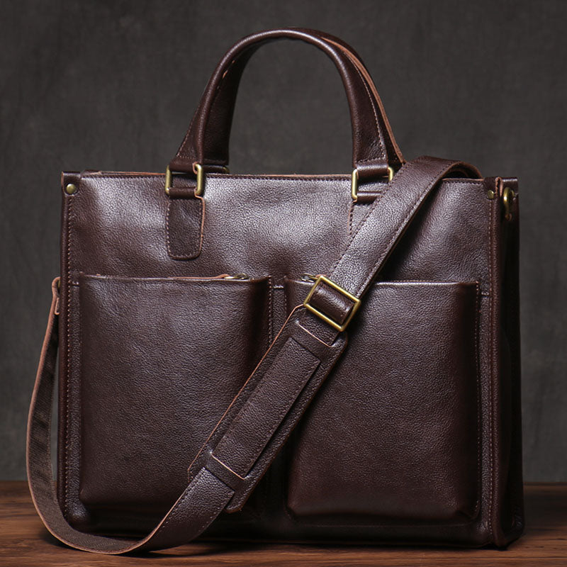 Personalized Leather Laptop Messenger Briefcase Men, Monogram Cross Body Computer Sling Satchel Project Bag, Personalised Groomsmen Gifts