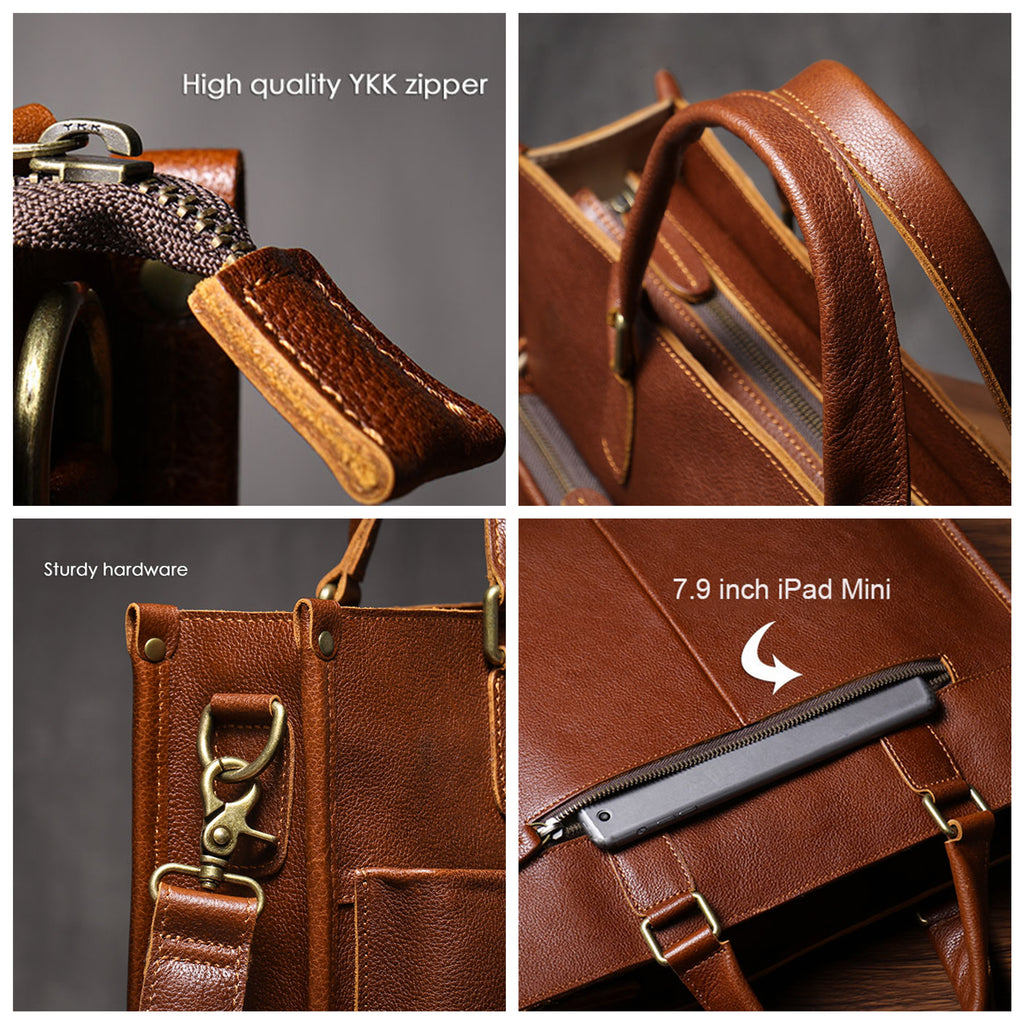 Personalized Leather Laptop Messenger Briefcase Men, Monogram Cross Body Computer Sling Satchel Project Bag, Personalised Groomsmen Gifts
