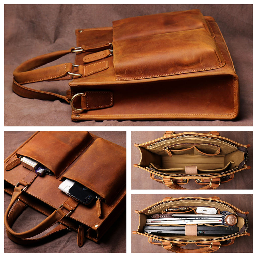 Personalized Leather Laptop Messenger Briefcase Men, Monogram Cross Body Computer Sling Satchel Project Bag, Personalised Groomsmen Gifts
