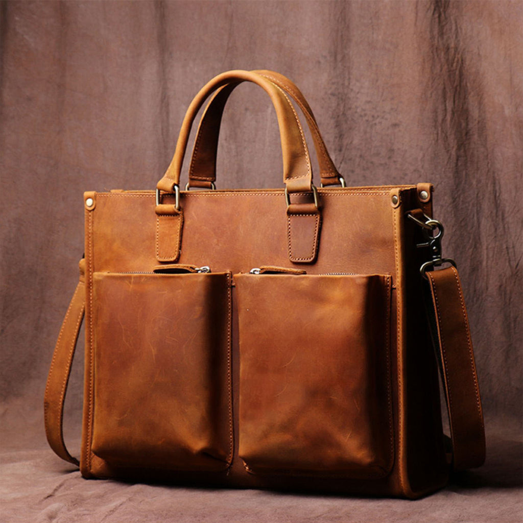 Personalized Leather Laptop Messenger Briefcase Men, Monogram Cross Body Computer Sling Satchel Project Bag, Personalised Groomsmen Gifts