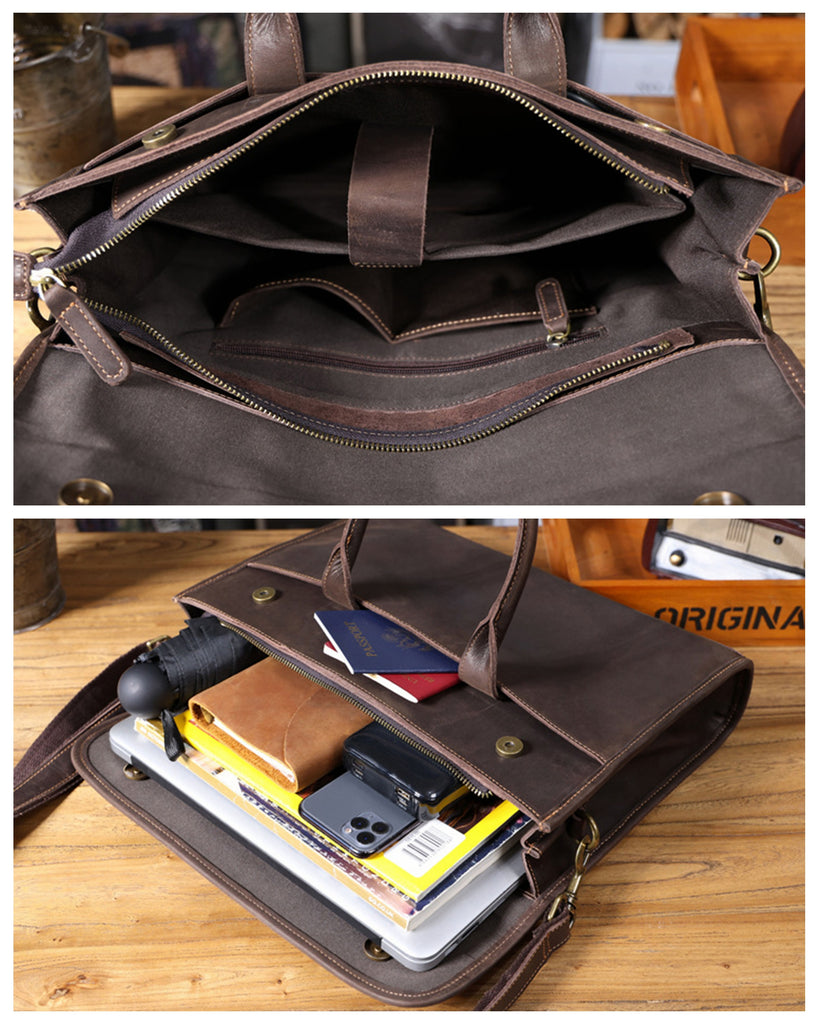 Personalized Leather Briefcase, Shoulder Bag, Handbag, Laptop Bag, Business Bag, Messenger Bag, Office Bag for Men