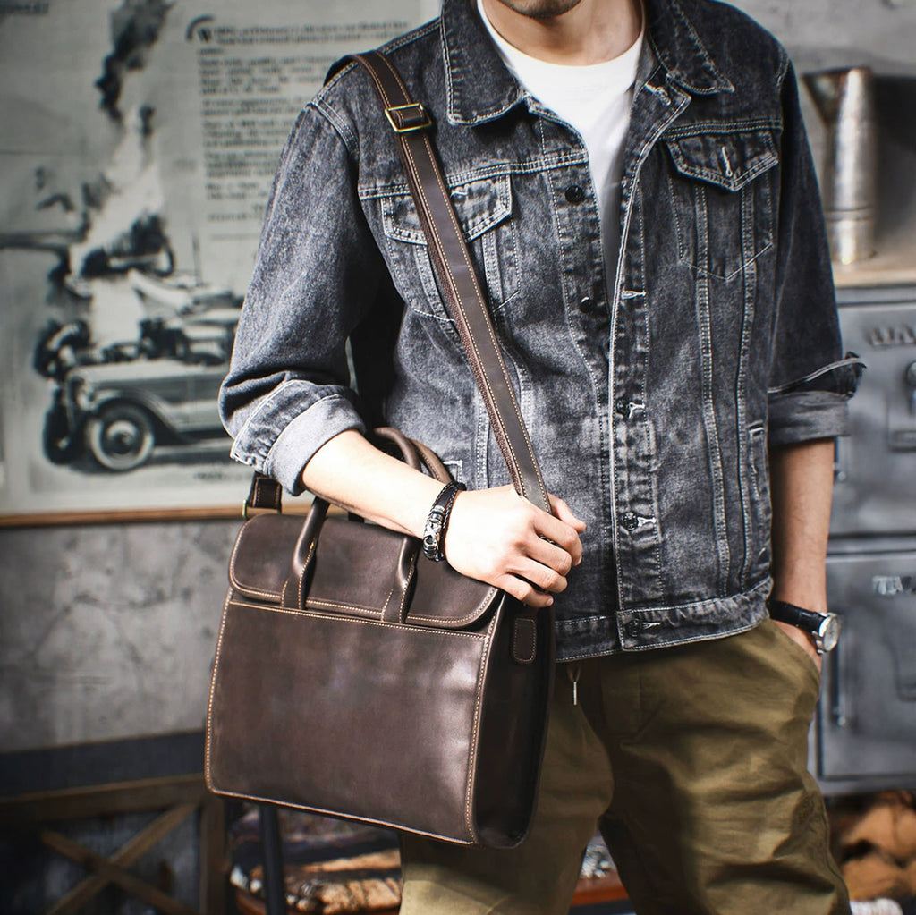 Personalized Leather Briefcase, Shoulder Bag, Handbag, Laptop Bag, Business Bag, Messenger Bag, Office Bag for Men