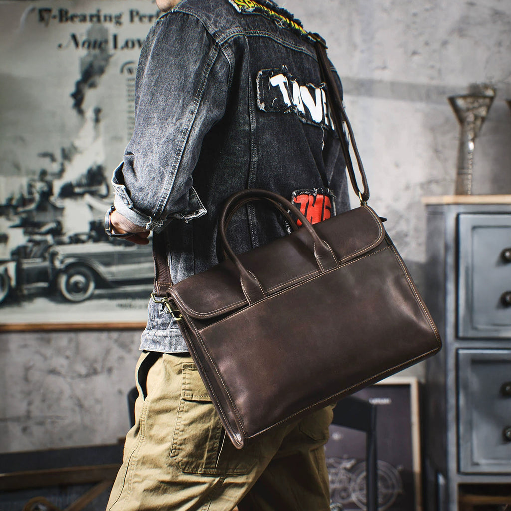 Personalized Leather Briefcase, Shoulder Bag, Handbag, Laptop Bag, Business Bag, Messenger Bag, Office Bag for Men