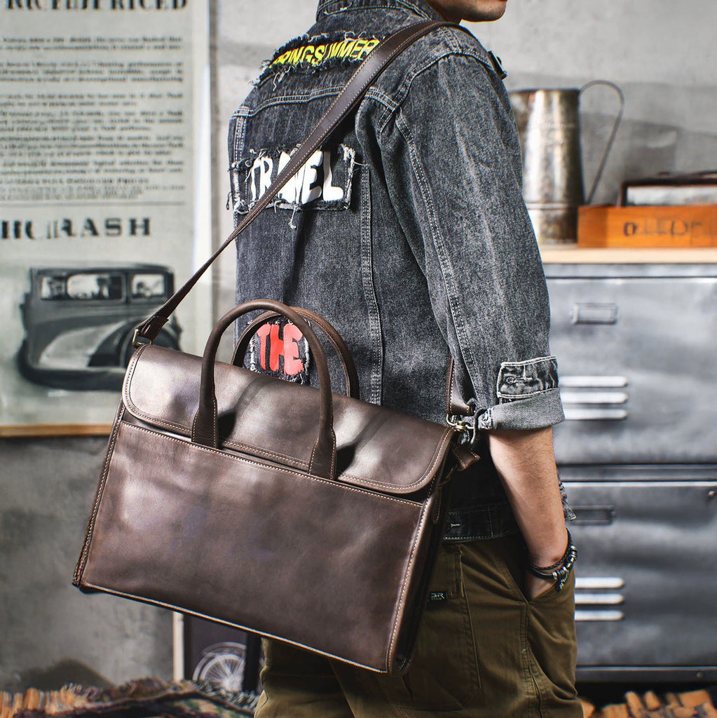 Personalized Leather Briefcase, Shoulder Bag, Handbag, Laptop Bag, Business Bag, Messenger Bag, Office Bag for Men