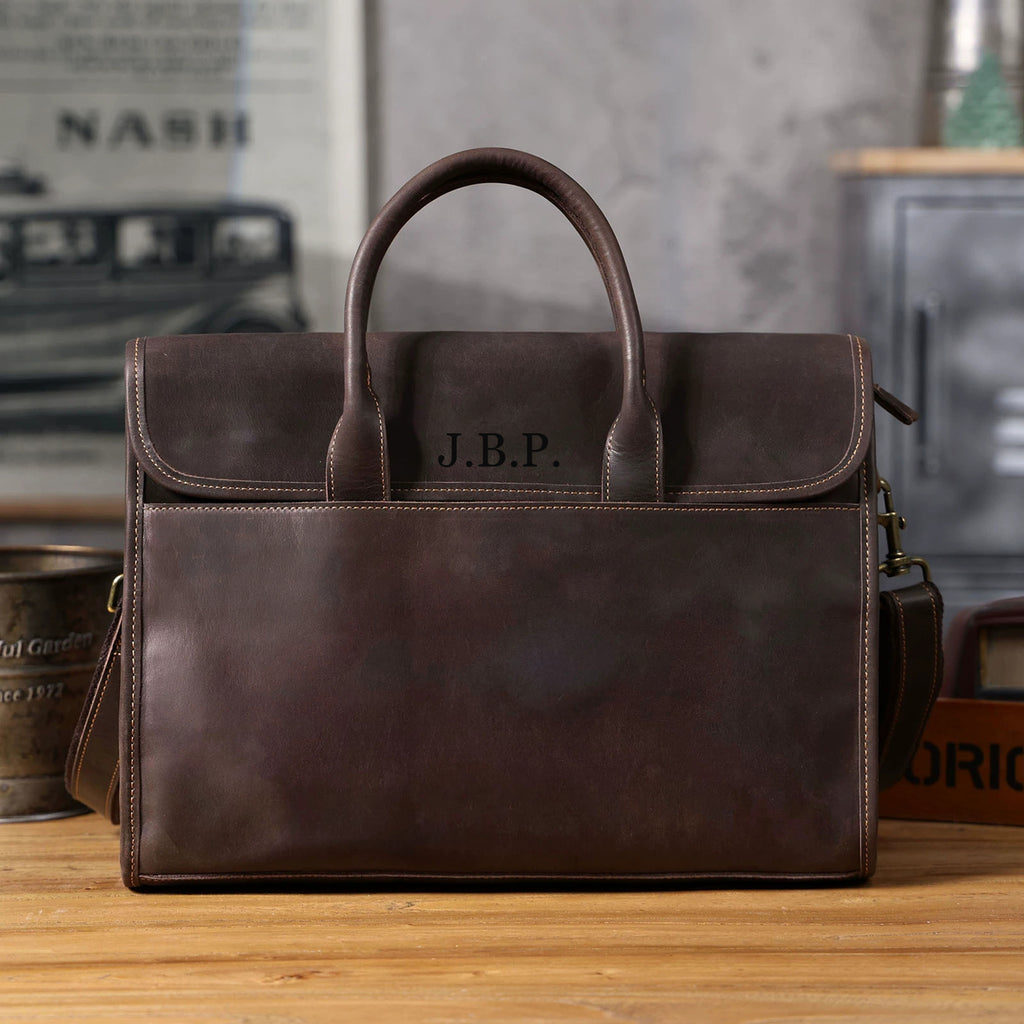 Personalized Leather Briefcase, Shoulder Bag, Handbag, Laptop Bag, Business Bag, Messenger Bag, Office Bag for Men
