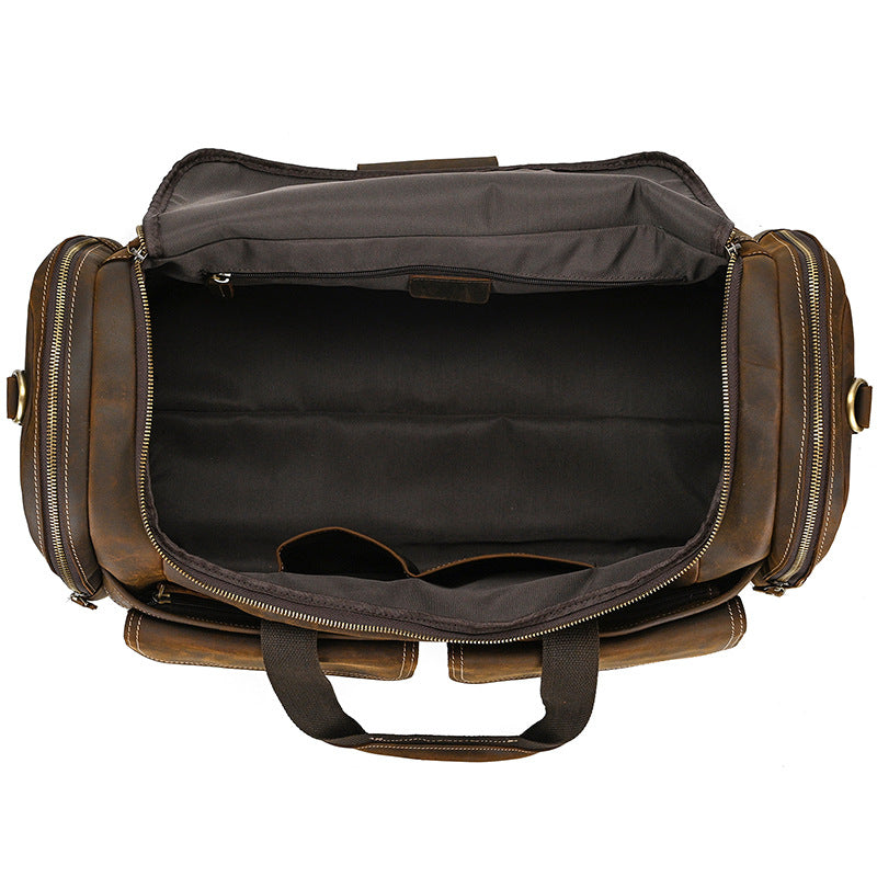 Personalized Leather Weekender Bag, Retro Style Duffel Bag, Custom Gifts for Him Duffel, Leather Holdall Gift