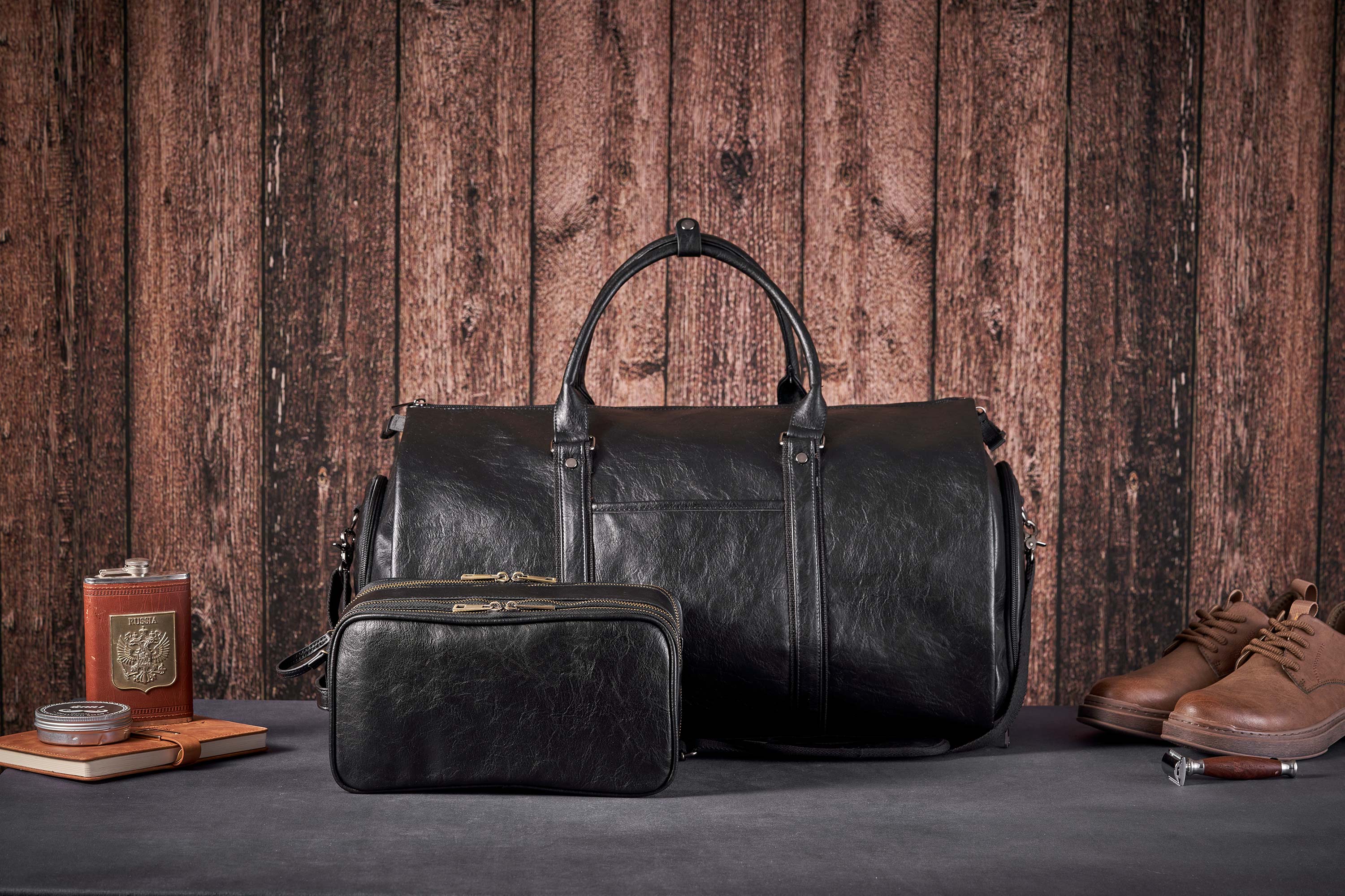 Groomsmen Travel Bags, Personalized Duffle Bag and Dopp Kit Set, Groomsmen Gifts, Cool Groomsmen Gift Sets, Gifts for Men Black / No