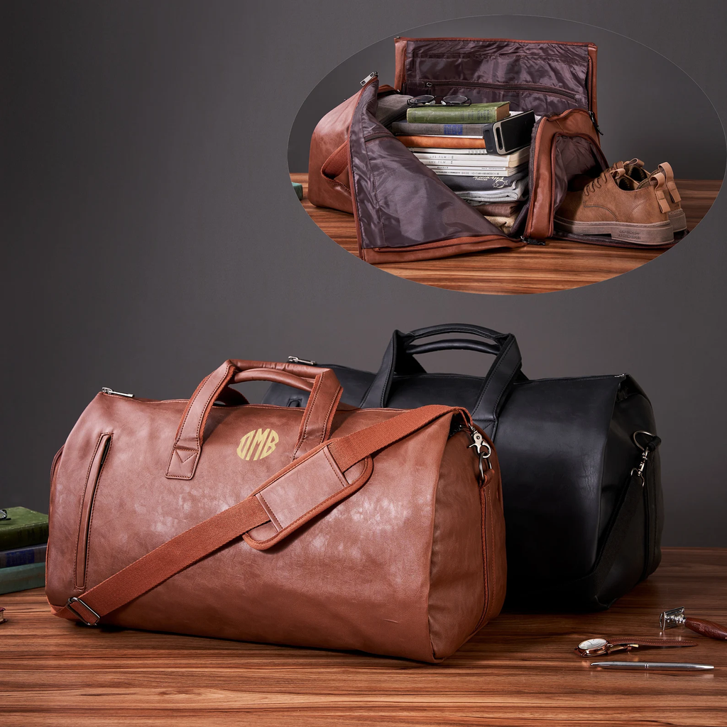 Personalized Waterproof Garment Bag, Mens Convertible Suit Flight Duffle Bag, Overnight Bag with Shoes Compartment, Weekend Bag