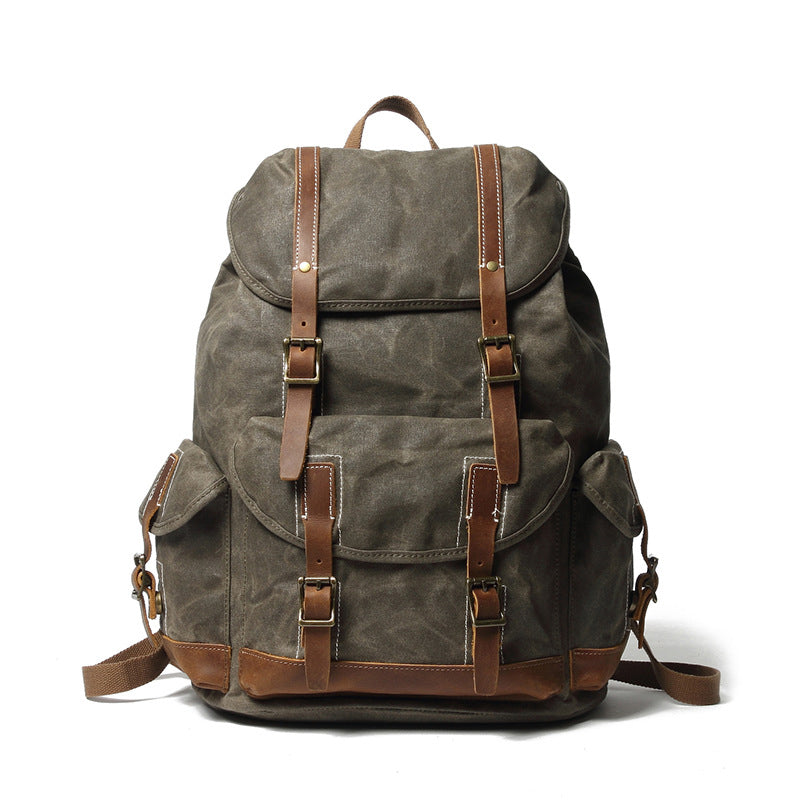 Personalized Waxed Canvas Backpack Large Travel Backpack Laptop Backpack Unisex Weekender Backpack School Backpack