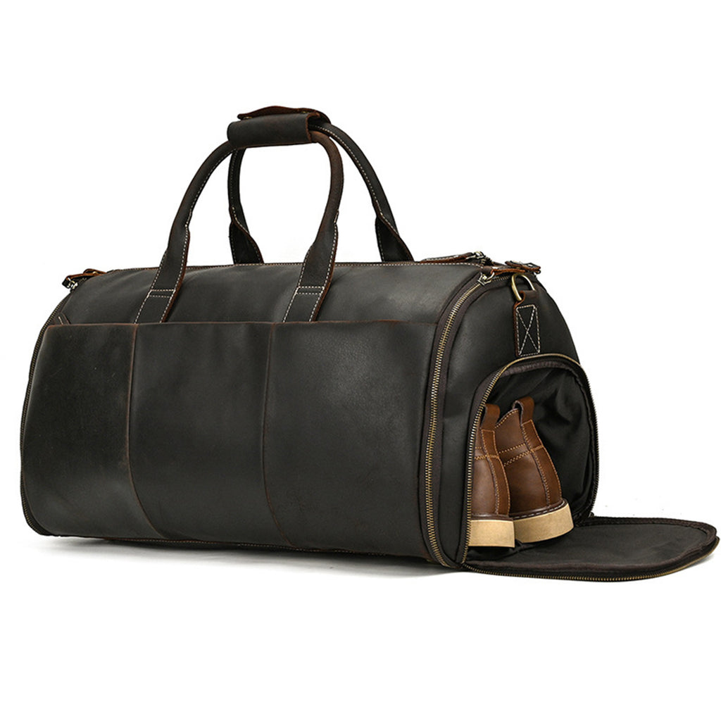 Personalized Carry-on Garment Bag, Convertible Mens Suit Travel Duffle Bag, Leather Duffel Bag with Shoe Pouch, Groomsmen Gift Bag, Unique Gift for Him