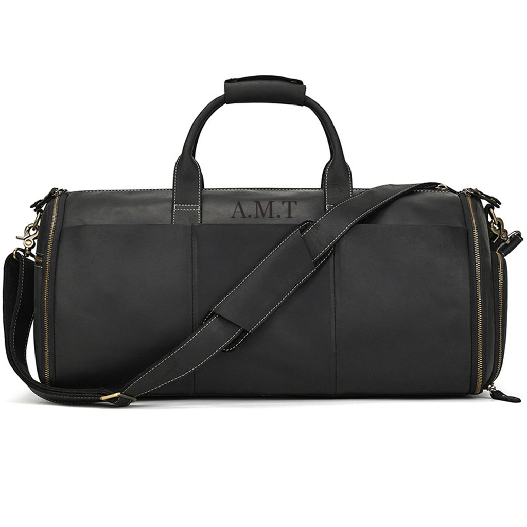 Personalized Carry-on Garment Bag, Convertible Mens Suit Travel Duffle Bag, Leather Duffel Bag with Shoe Pouch, Groomsmen Gift Bag, Unique Gift for Him
