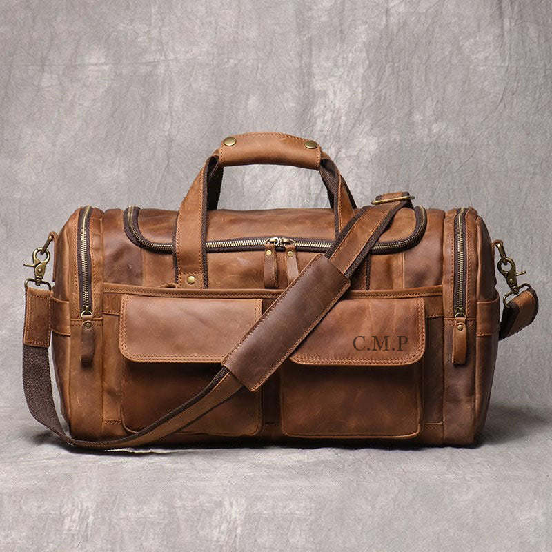Personalized Leather Weekender Bag,Custom Duffle Bag, Large Travel Bag, Outdoor Bag, Holdall Bag, Groomsmen Gift Bag, Leather Gym Bag