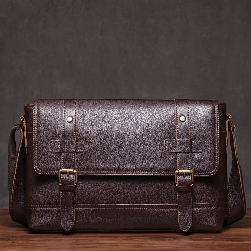 Personalized Leather Satchel, Men's Shoulder Bag, Leather Messenger for Men, Custom Men's Gift, Leather Crossbody Gift