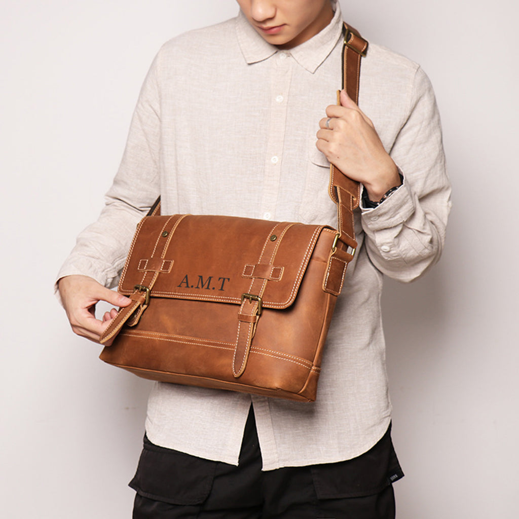 Personalized Leather Satchel, Brown Leather Purse, Satchel Leather Bag, Crossbody Bag, Messenger Bag, Custom Leather Bag