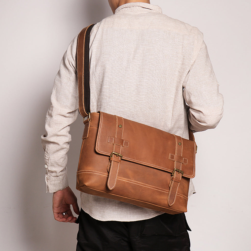 Personalized Leather Satchel Bag for Men, Leather Messenger Bag, Crossbody Bag, New Job Gift, Graduation Gift