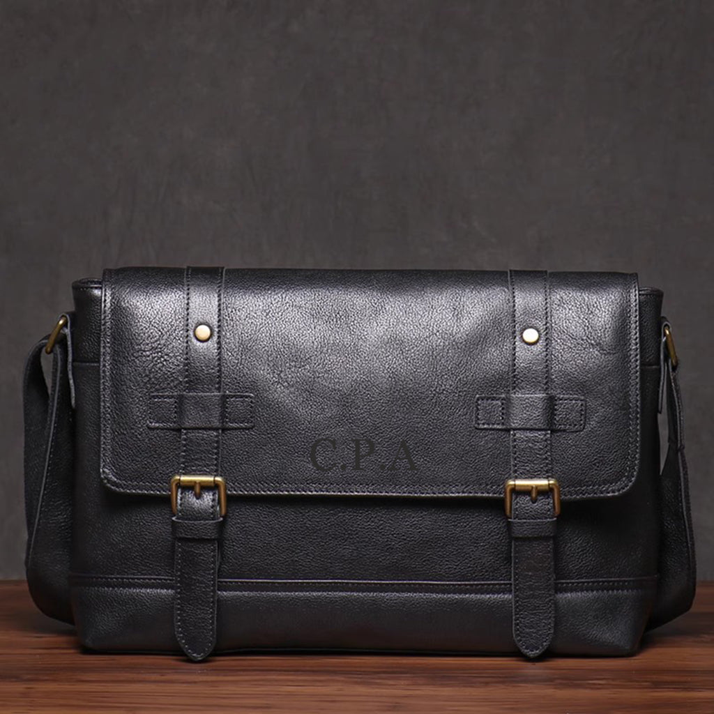 Personalized Leather Satchel, Men's Shoulder Bag, Leather Messenger for Men, Custom Men's Gift, Leather Crossbody Gift