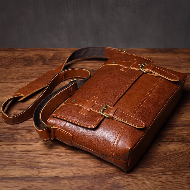 Personalized Leather Satchel, Men's Shoulder Bag, Leather Messenger for Men, Custom Men's Gift, Leather Crossbody Gift