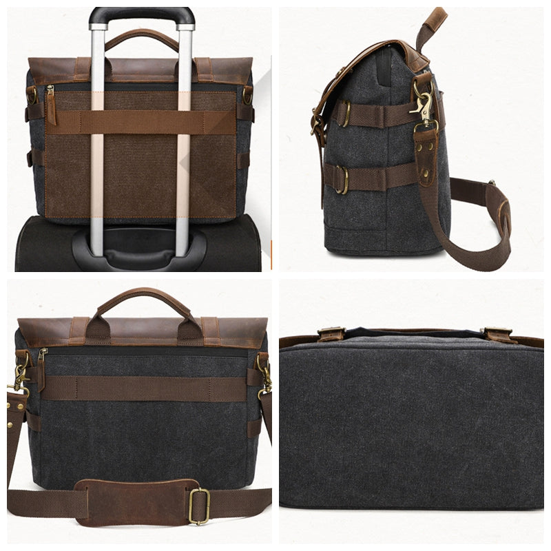 Waterproof Canvas Bag, Men's Briefcase , Leather laptop bag, Office shoulder bag, Best graduation gift