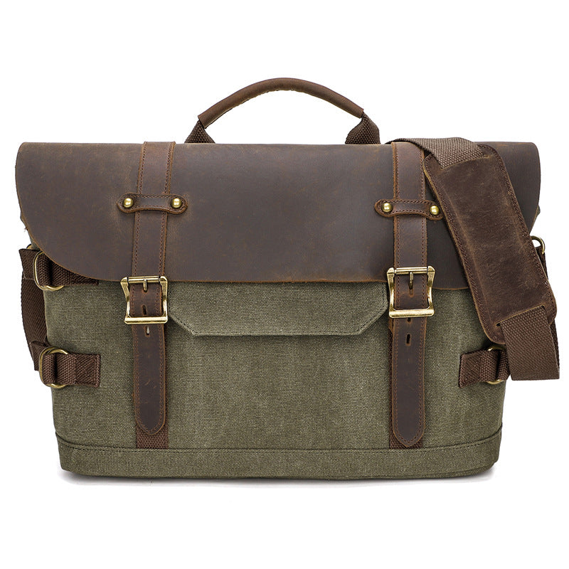 Waterproof Canvas Bag, Men's Briefcase , Leather laptop bag, Office shoulder bag, Best graduation gift