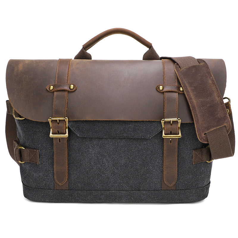 Waterproof Canvas Bag, Men's Briefcase , Leather laptop bag, Office shoulder bag, Best graduation gift